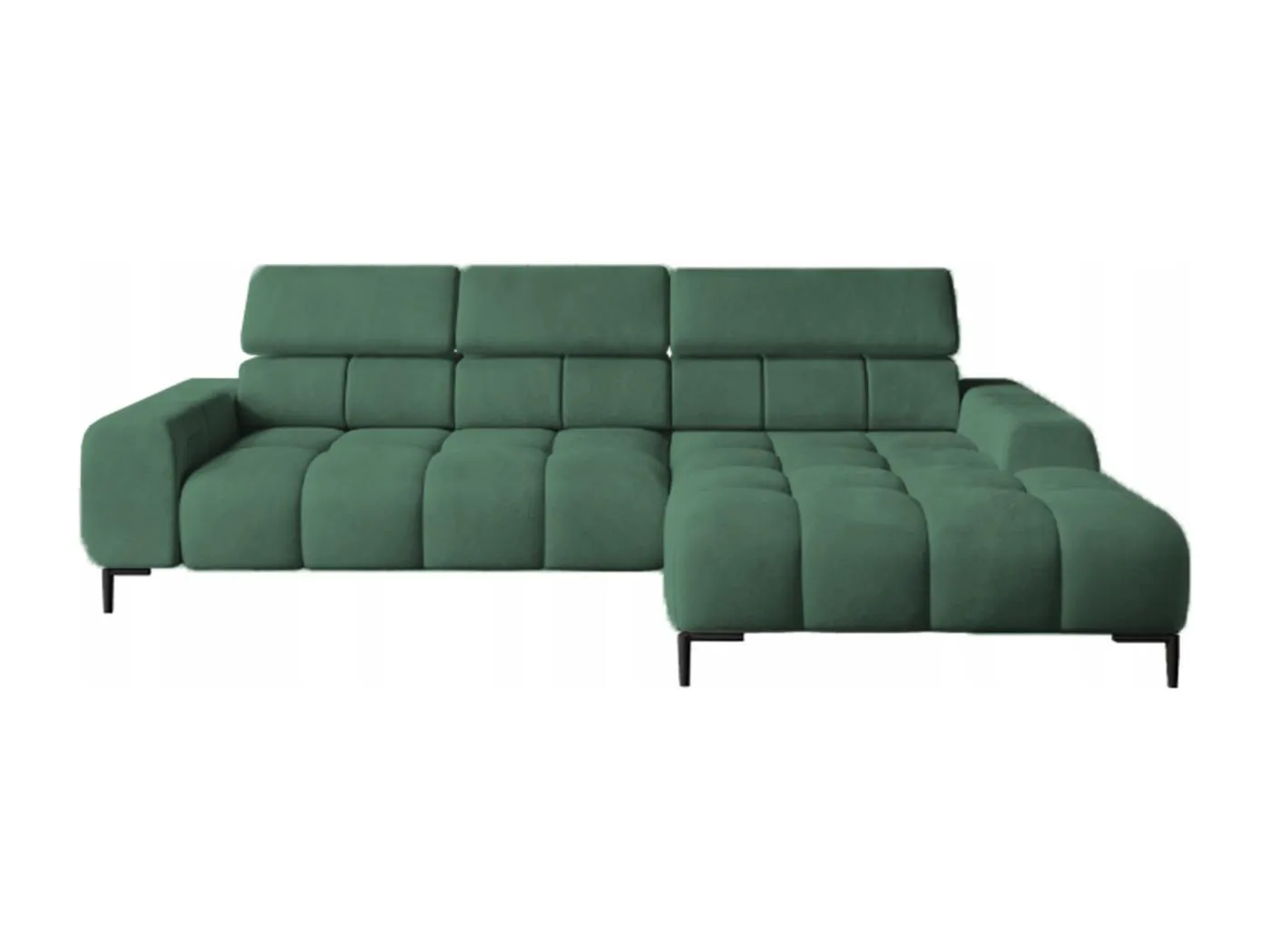 PlazaMINI Polsterecke L-Form Rechts, Ecksofa mit Schlaffunktion, 3-Sitzer, verstellbare Kopfstützen, MONOLITH, 177x270x99 cm, Grün