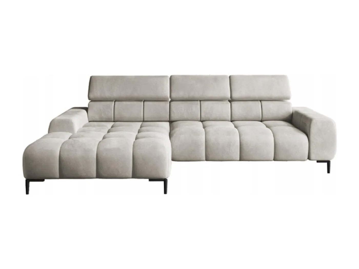 PlazaMINI Polsterecke L-Form Links, Ecksofa mit Schlaffunktion, 3-Sitzer, verstellbare Kopfstützen, MONOLITH, 177x270x99 cm, Beige