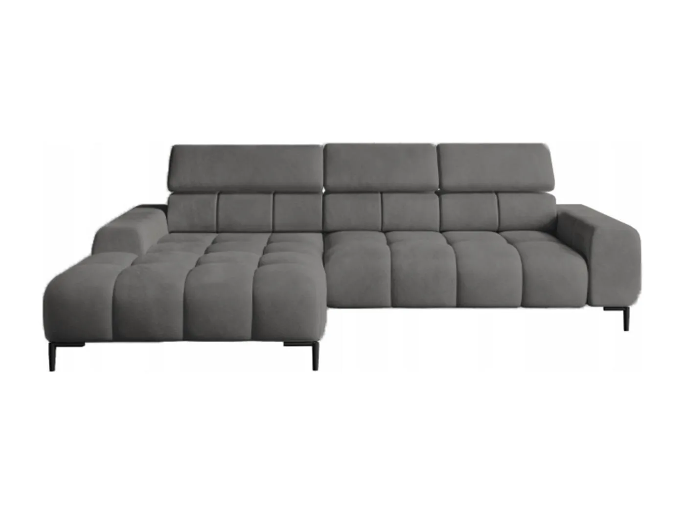 PlazaMINI Polsterecke L-Form Links, Ecksofa mit Schlaffunktion, 3-Sitzer, verstellbare Kopfstützen, MONOLITH, 177x270x99 cm, Dunkelgrau