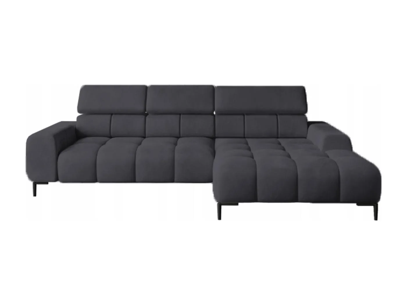PlazaMINI Polsterecke L-Form Rechts, Ecksofa mit Schlaffunktion, 3-Sitzer, verstellbare Kopfstützen, MONOLITH, 177x270x99 cm, Marineblau