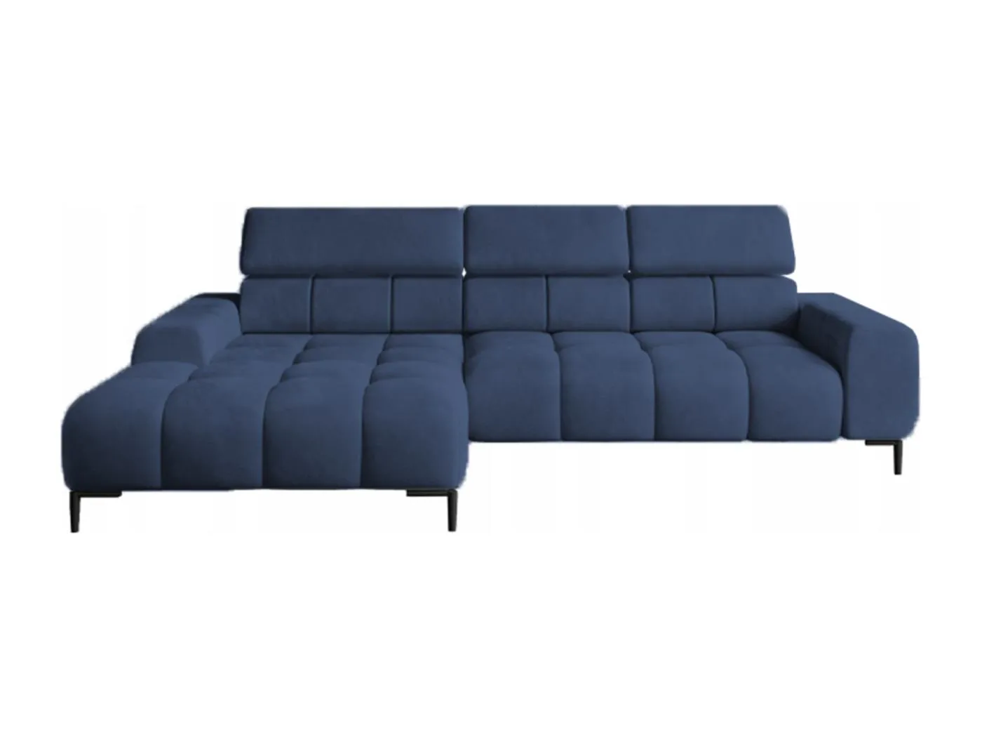 PlazaMINI Polsterecke L-Form Links, Ecksofa mit Schlaffunktion, 3-Sitzer, verstellbare Kopfstützen, MONOLITH, 177x270x99 cm, Blau