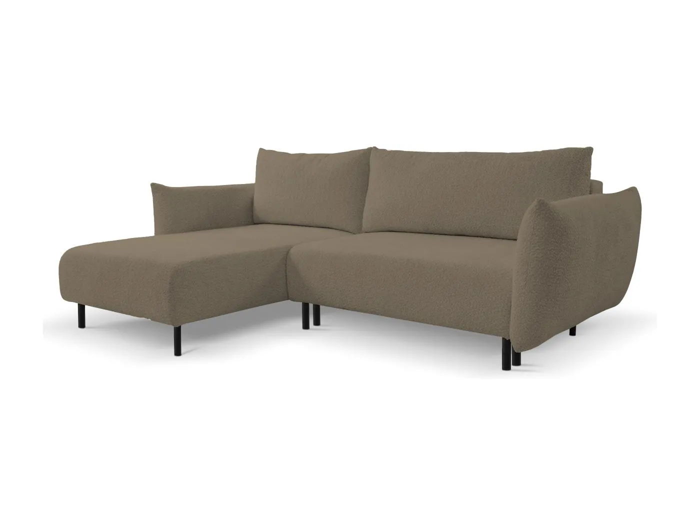 Ecksofa ADEL mit Schlaffunktion und Bettkasten – L-Form, Metallfüße, verstellbar, 145x212cm, 257x90x171cm GRAU-BRAUN