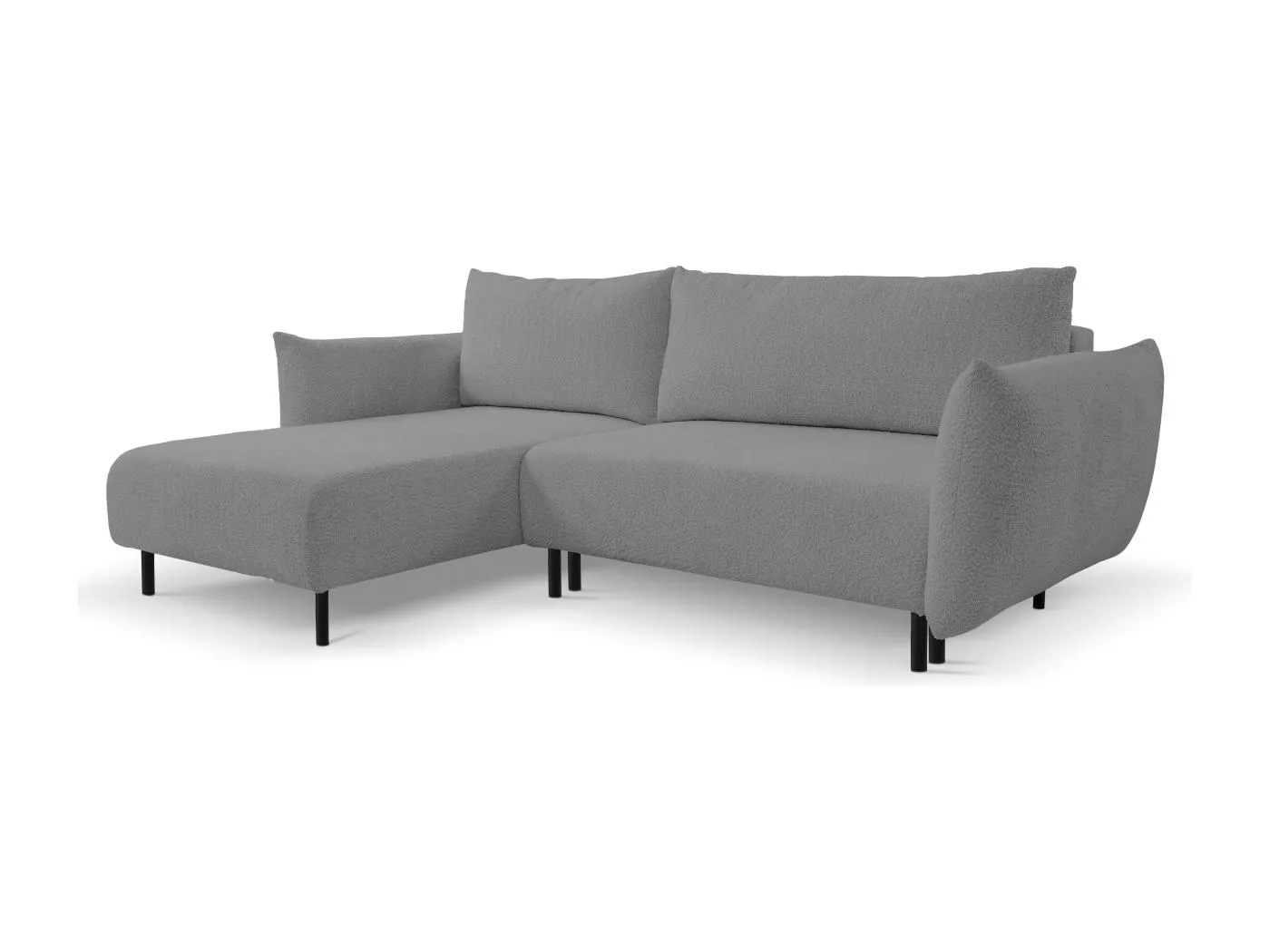 Ecksofa ADEL mit Schlaffunktion und Bettkasten – L-Form, Metallfüße, verstellbar, 145x212cm, 257x90x171cm HELLGRAU
