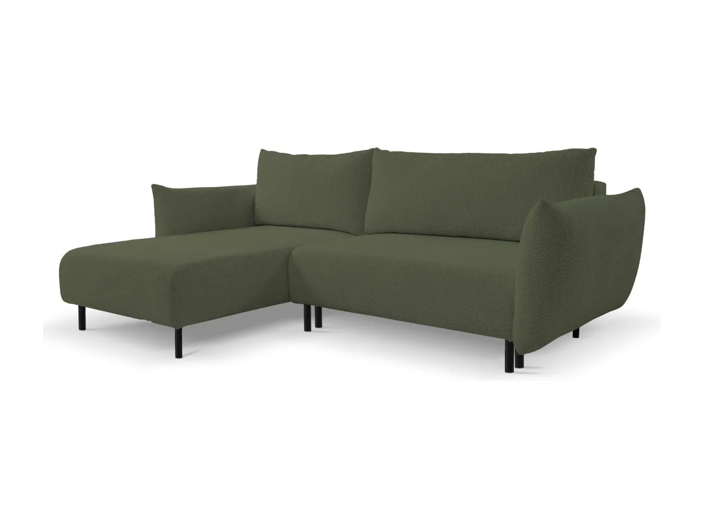 Ecksofa ADEL mit Schlaffunktion und Bettkasten – L-Form, Metallfüße, verstellbar, 145x212cm, 257x90x171cm GRÜN