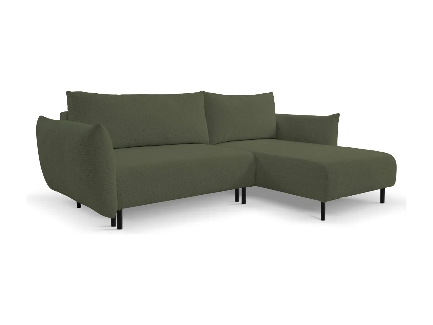Ecksofa ADEL mit Schlaffunktion und Bettkasten – L-Form, Metallfüße, verstellbar, 145x212cm, 257x90x171cm GRÜN RECHTS