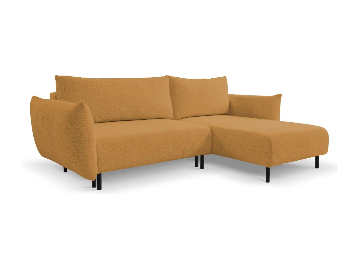 Ecksofa ADEL mit Schlaffunktion und Bettkasten – L-Form, Metallfüße, verstellbar, 145x212cm, 257x90x171cm GOLD RECHTS