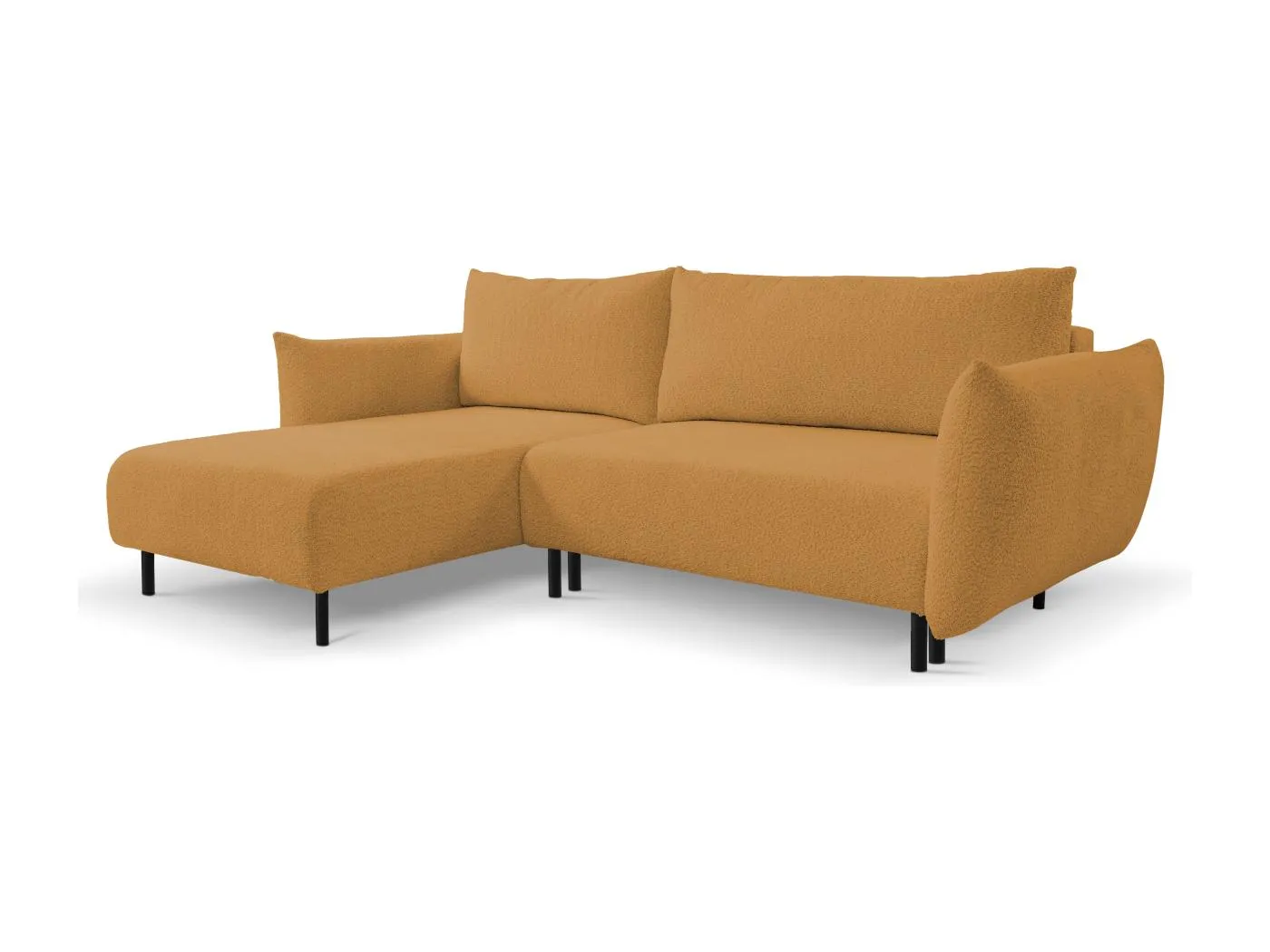 Ecksofa ADEL mit Schlaffunktion und Bettkasten – L-Form, Metallfüße, verstellbar, 145x212cm, 257x90x171cm GOLD