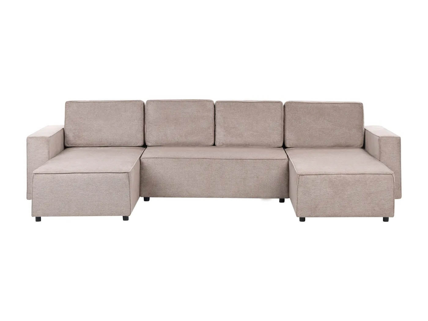 U-förmiges Schlafsofa VATNE Stoff Hellbraun mit Stauraum 4-Sitzer