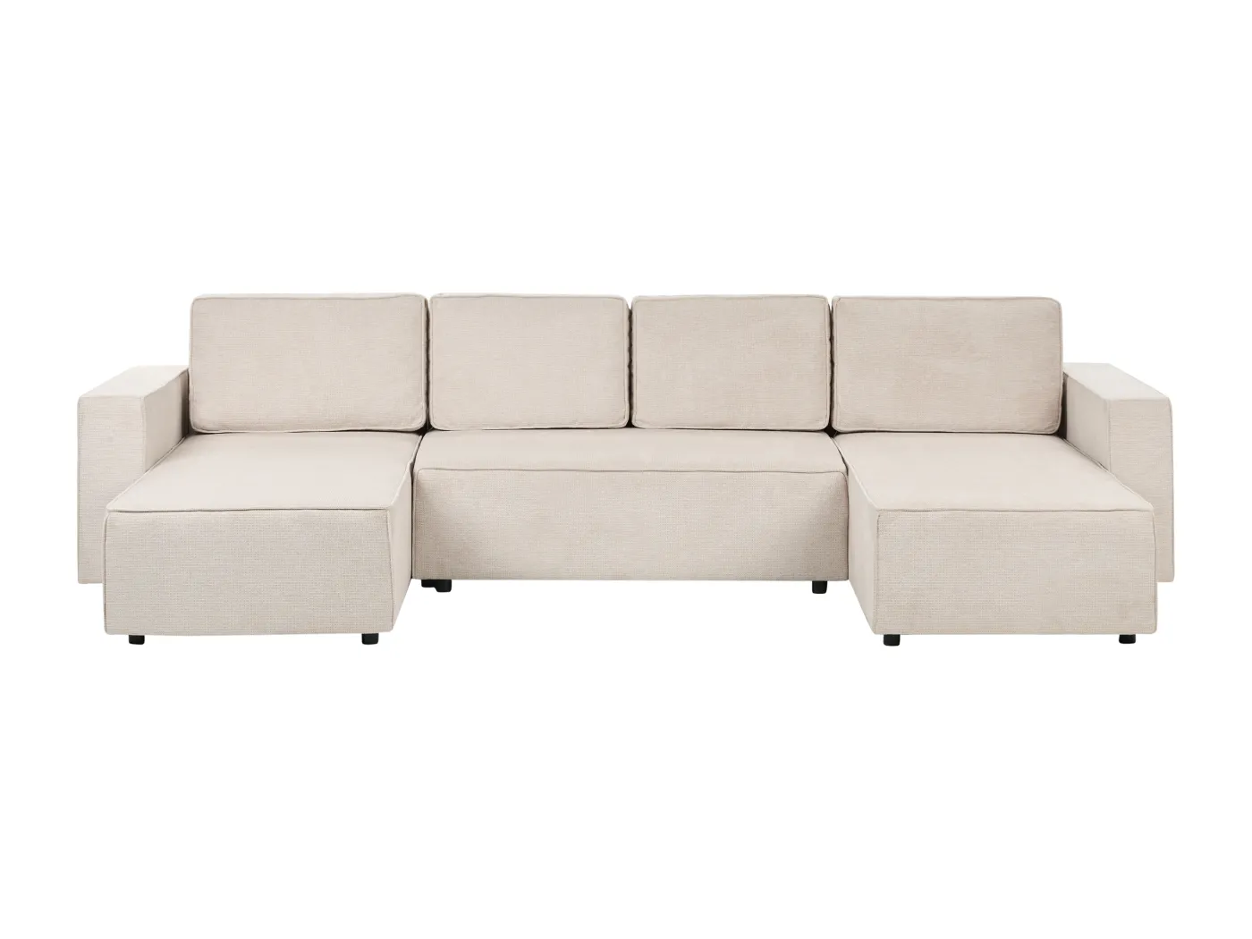 U-förmiges Schlafsofa VATNE Stoff Hellbeige mit Stauraum 4-Sitzer