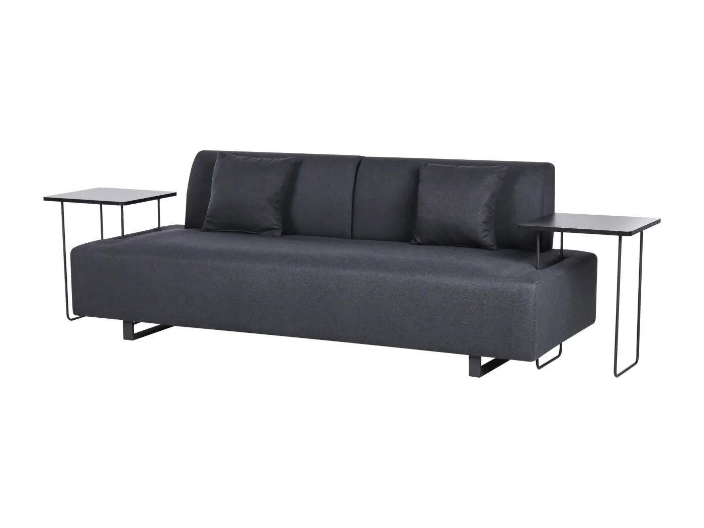 3-Sitzer Sofa Abnehmbare Armlehnen und Rückenlehne mit 2 Beistelltischen Schwarz Sokna