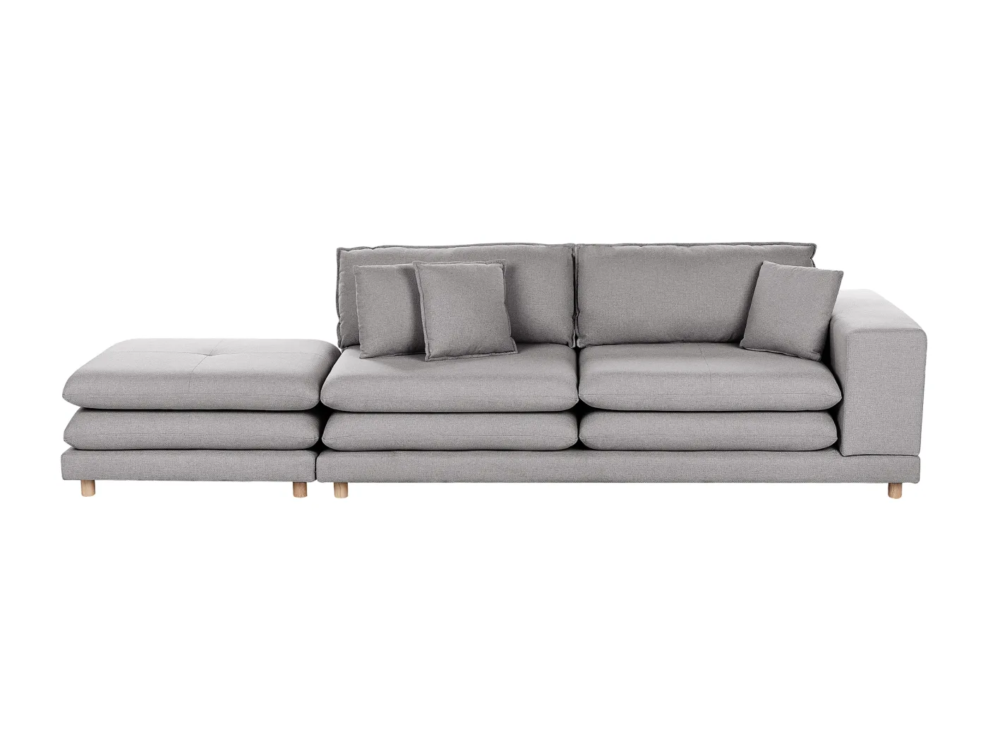 Sofa HEDEN Stoff Grau mit Ottomane 2-Sitzer