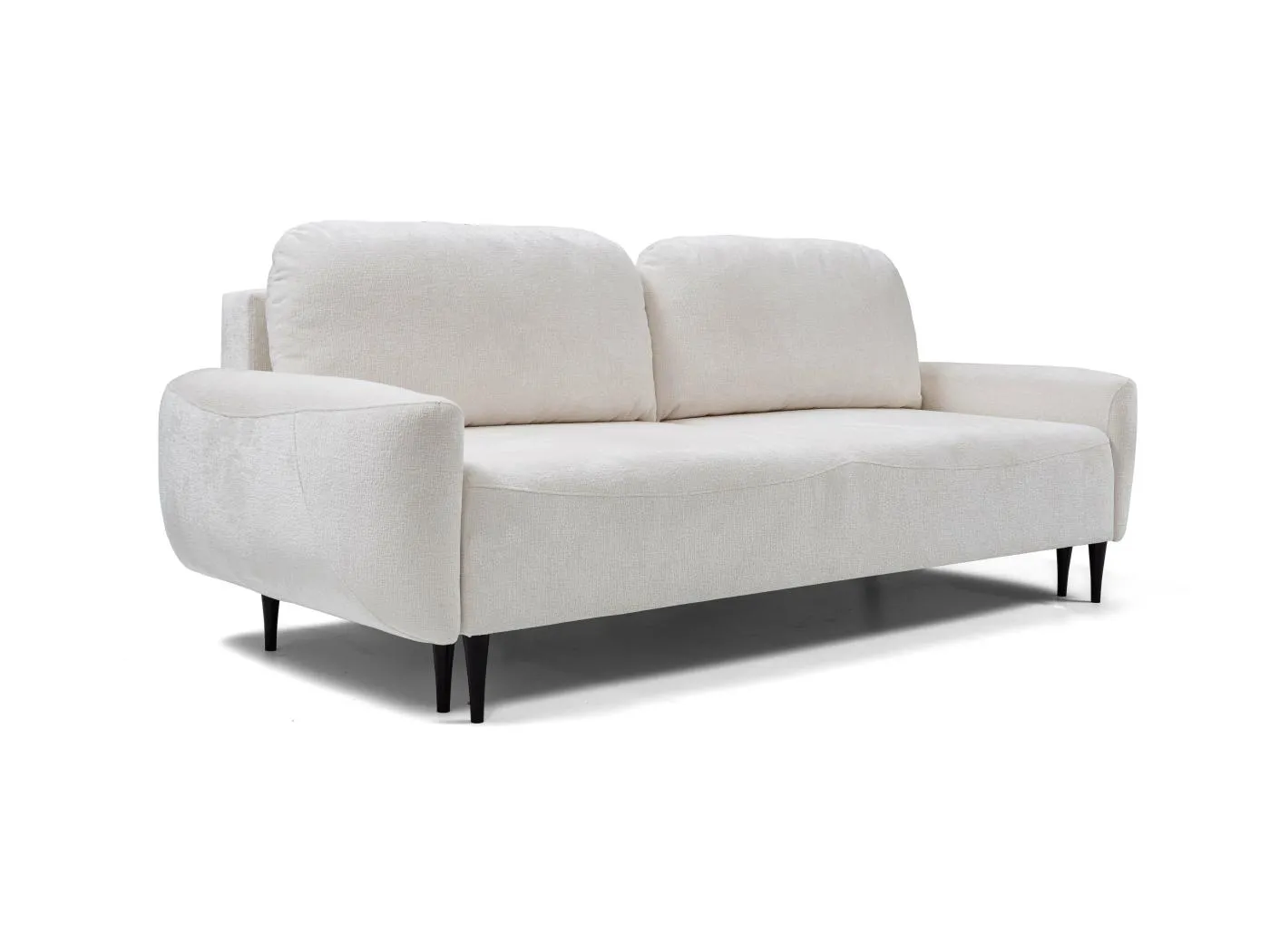 Sofa BOHO - Schlafsofa 140x200cm, Holzfüße, Bettzeugaufbewahrung, PUR-Schaumstoffpolsterung, 244x92x102cm CREME