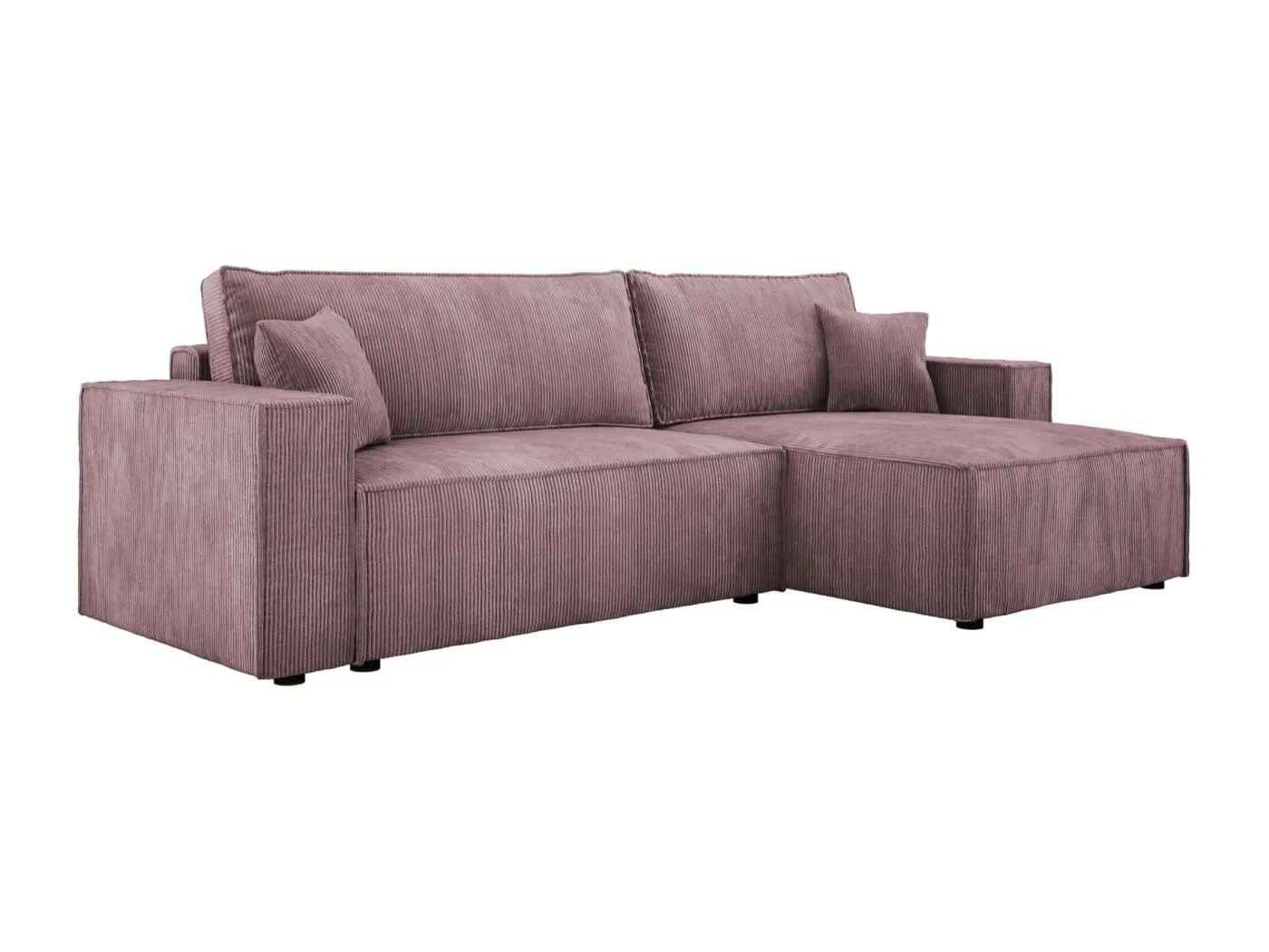 POSO XL Ecksofa mit Truhe - bequeme Liegefläche, Rippstoff, Wellenfedern, schmutziges Rosa, 274x143x83 cm