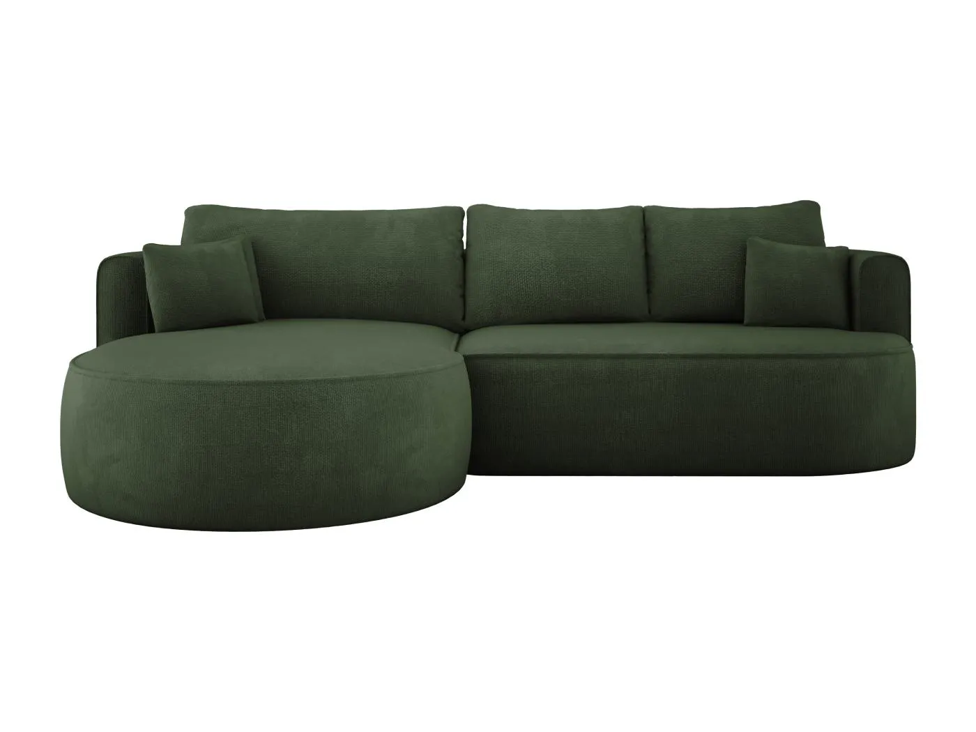 Eck-Convertiblesofa FIORE mit Aufstehautomatik, Schlaffunktion, links 284x183x82 cm, dunkelgrün