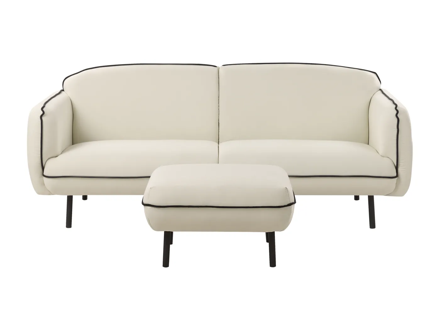Sofa TONSBERG Stoff Hellbeige mit Ottomane 3-Sitzer