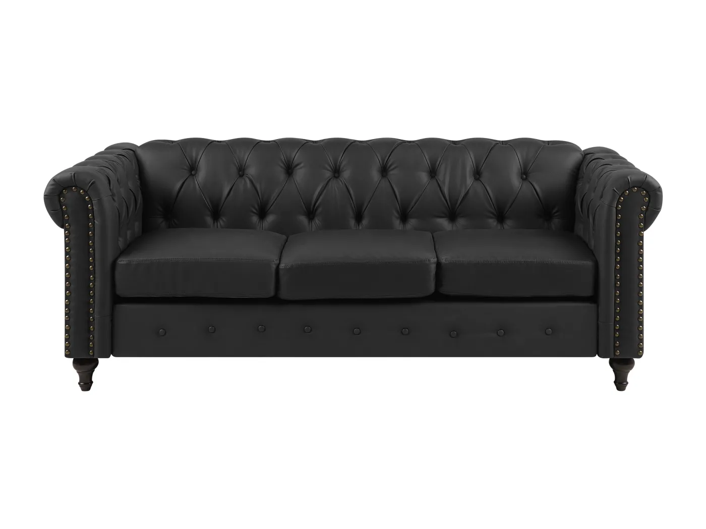 Sofa CHESTERFIELD Kunstleder Schwarz 3-Sitzer