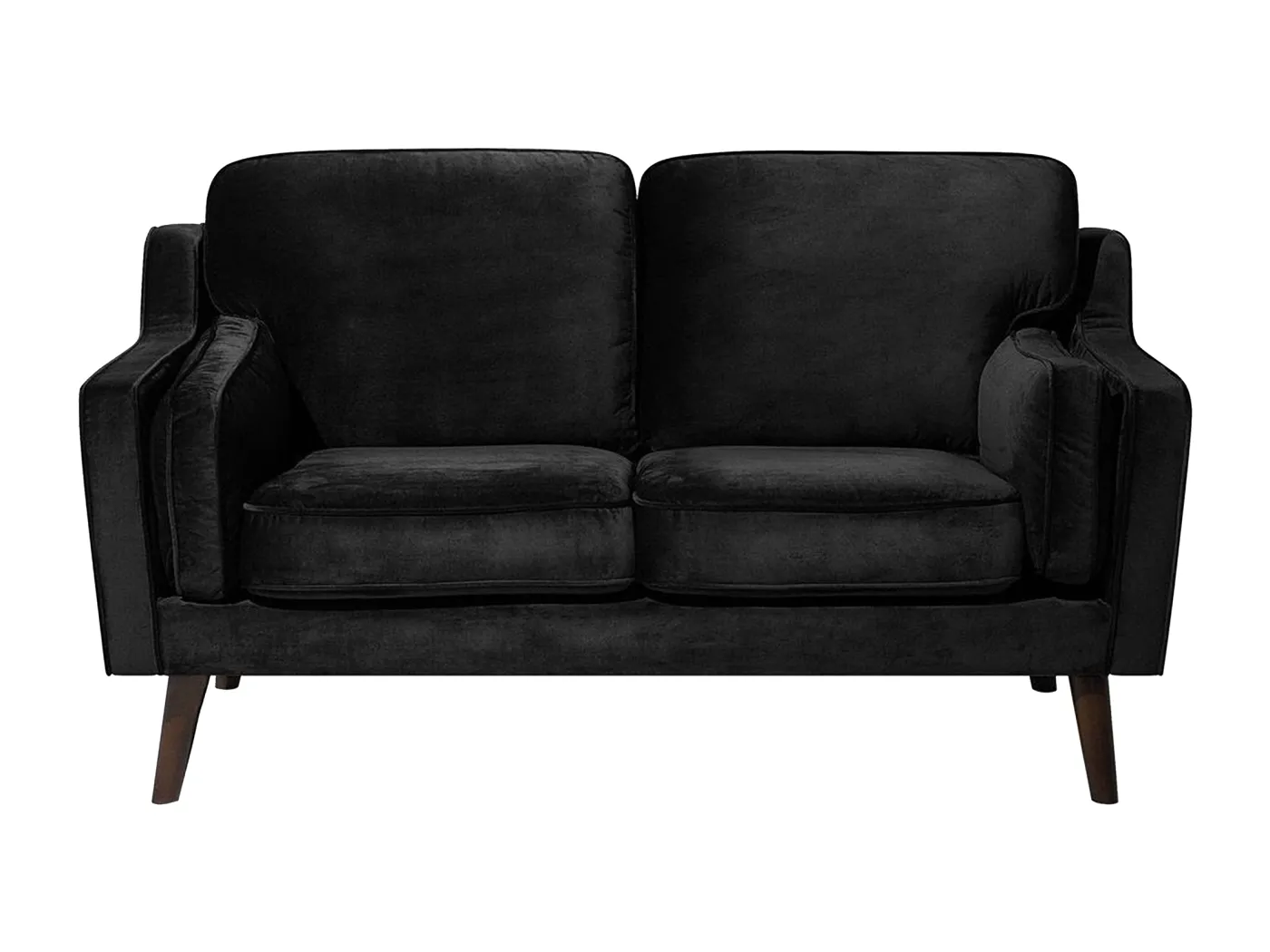 Trendy Sofa aus Samtstoff in Schwarz Couch 2-Sitzer Lokka
