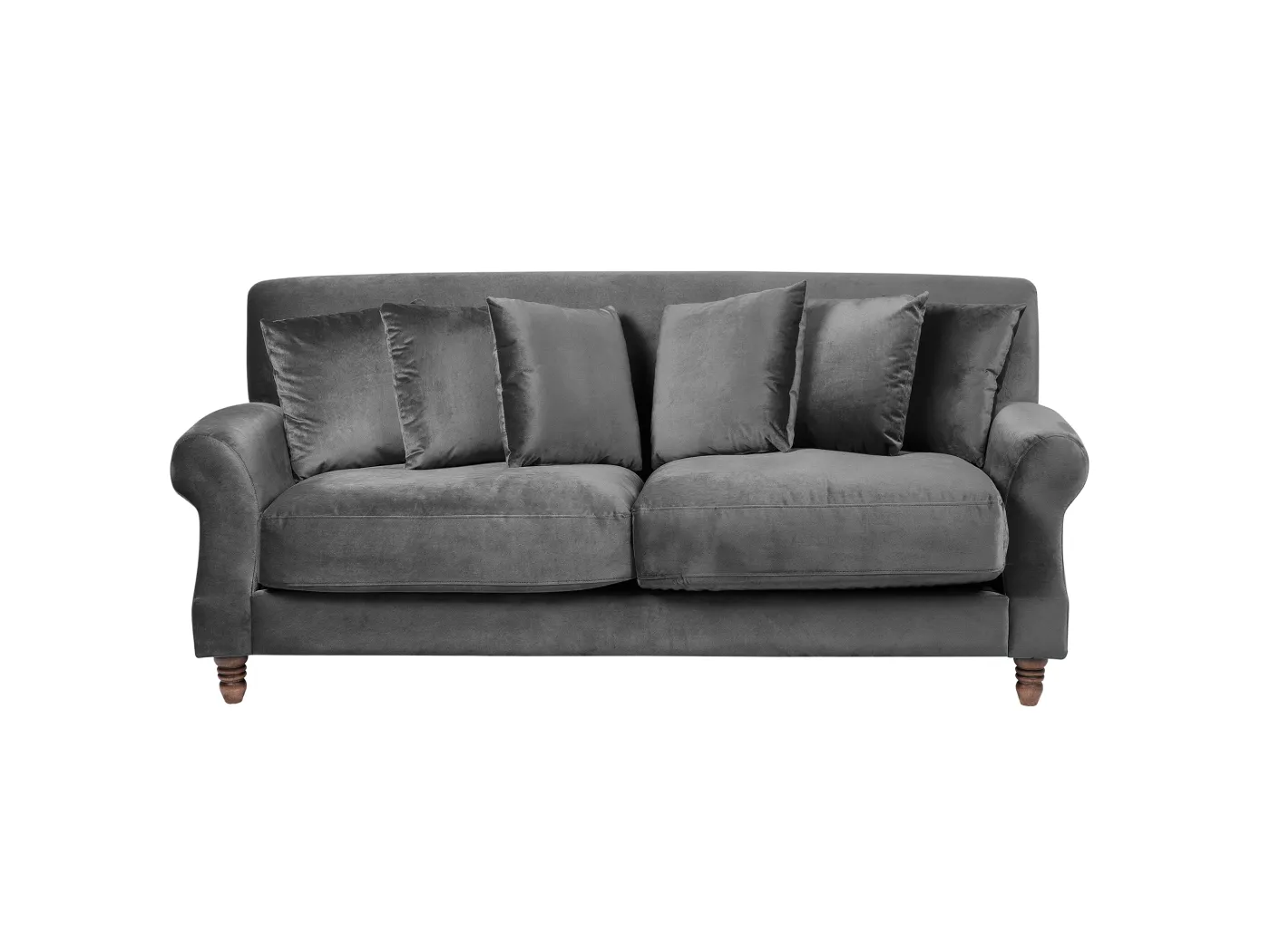 2-Sitzer Sofa Samt grau mit mehreren Kissen Polstersofa Retro-Stil Eike