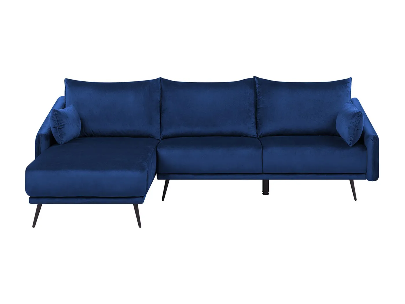 3-Sitzer Ecksofa Samt marine blau Sofa mit Kissen Chaiselongue rechts Varde