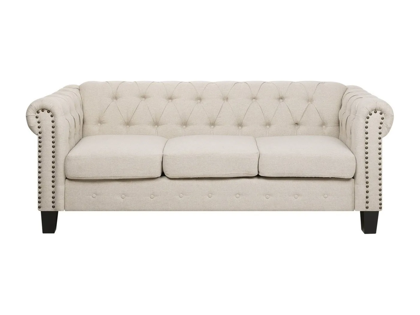 Sofa CHESTERFIELD Stoff Beige 3-Sitzer