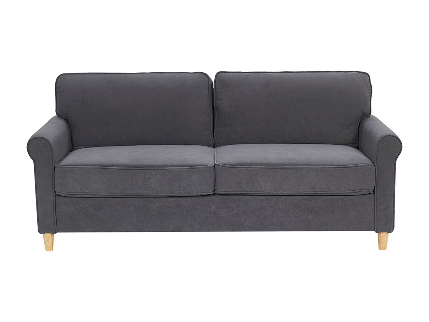 3-Sitzer Sofa in Grau aus Samtstoff Retro-Stil Traditionell-Modern Ronneby