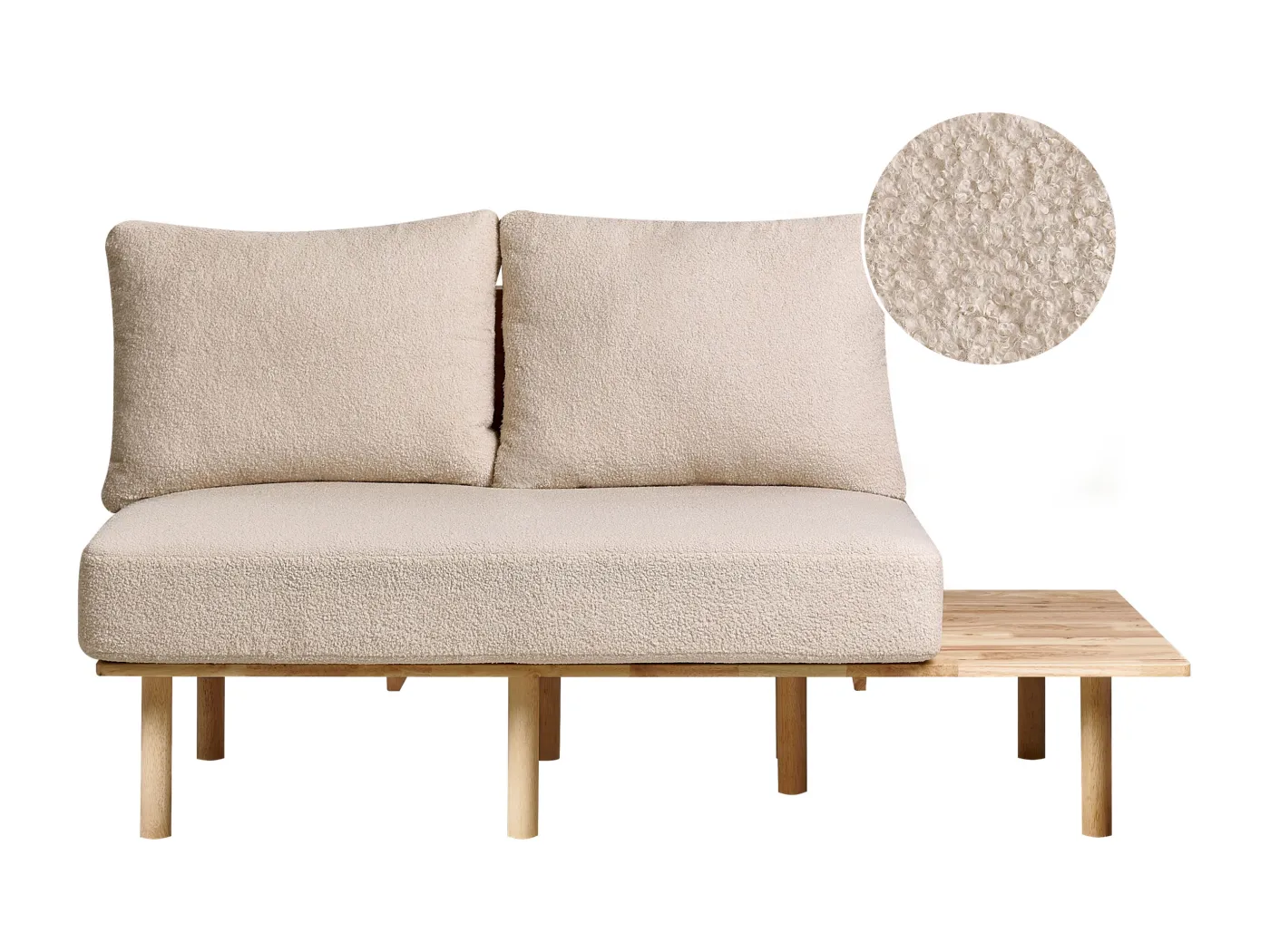 Sofa SALO Bouclé Beige mit Tischen 2-Sitzer