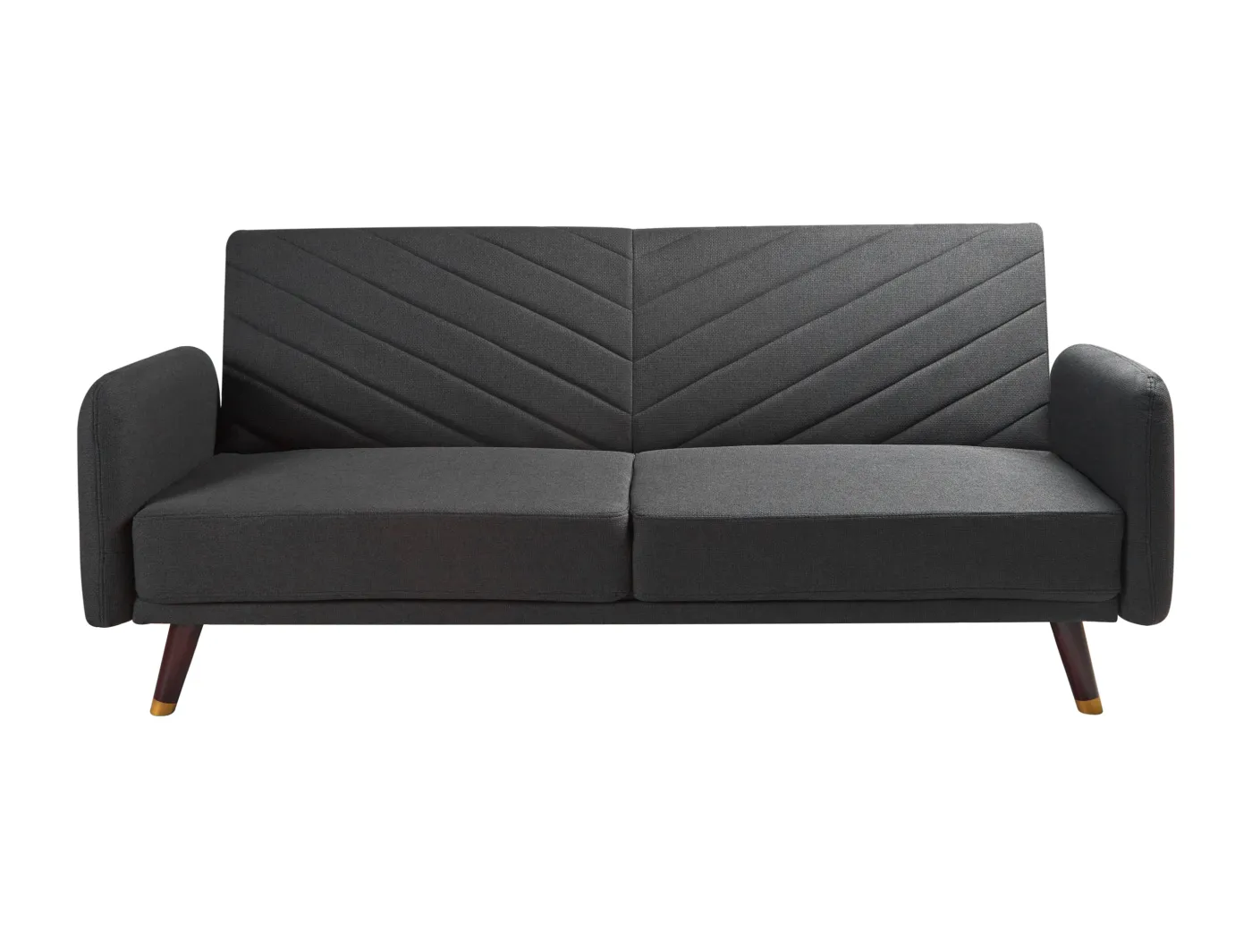 3-Sitzer Sofa klappbar Kunstleinen schwarz gesteppt Schlafsofa Retro-Stil Senja