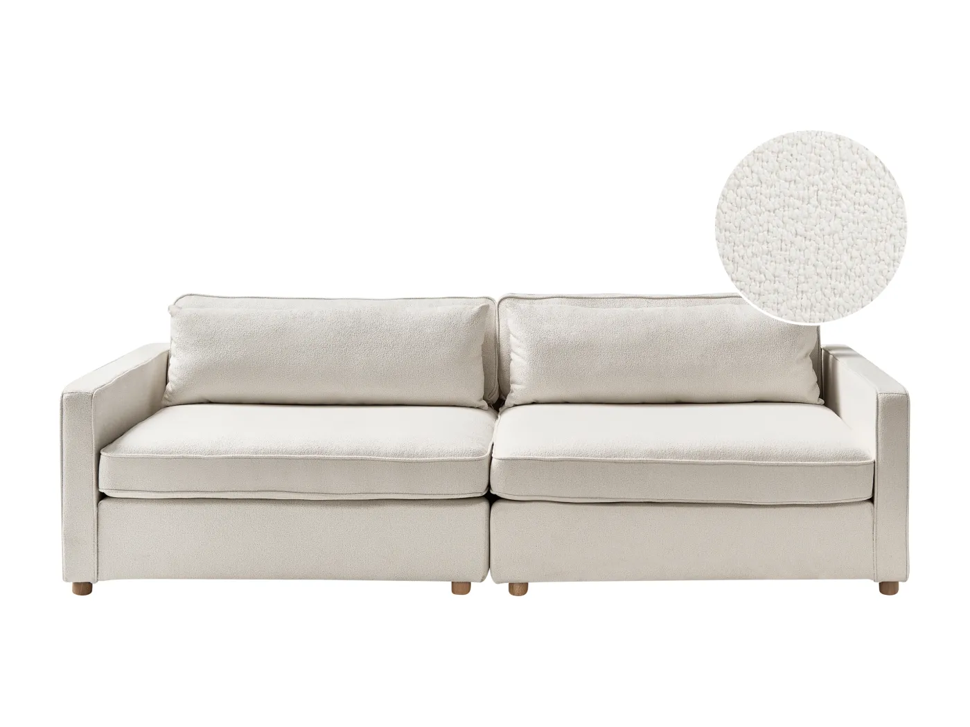 Sofa VINSTRA Bouclé Cremeweiss 3-Sitzer