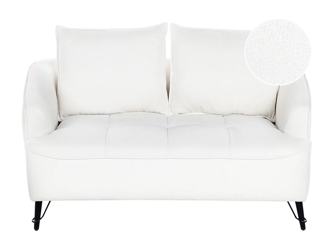 Sofa HOBRO Bouclé Weiss 2-Sitzer
