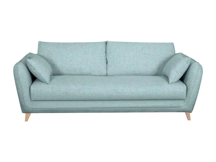 Skandinavische Schlafcouch eisblau mit Matratze D10 cm 3-Sitzer CREEP