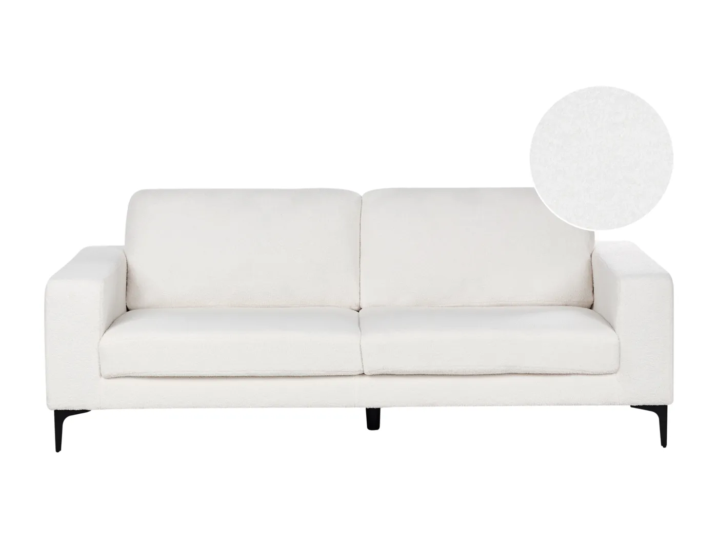 3-Sitzer Sofa Bouclé cremeweiß mit breiten Armlehnen Metallbeine Vadstena