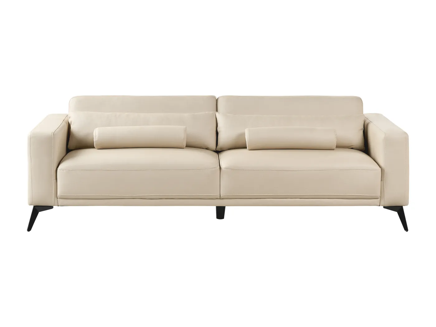 Sofa Kunstleder hellbeige 3-Sitzer gepolstert verstellbare Rückenlehne Ange