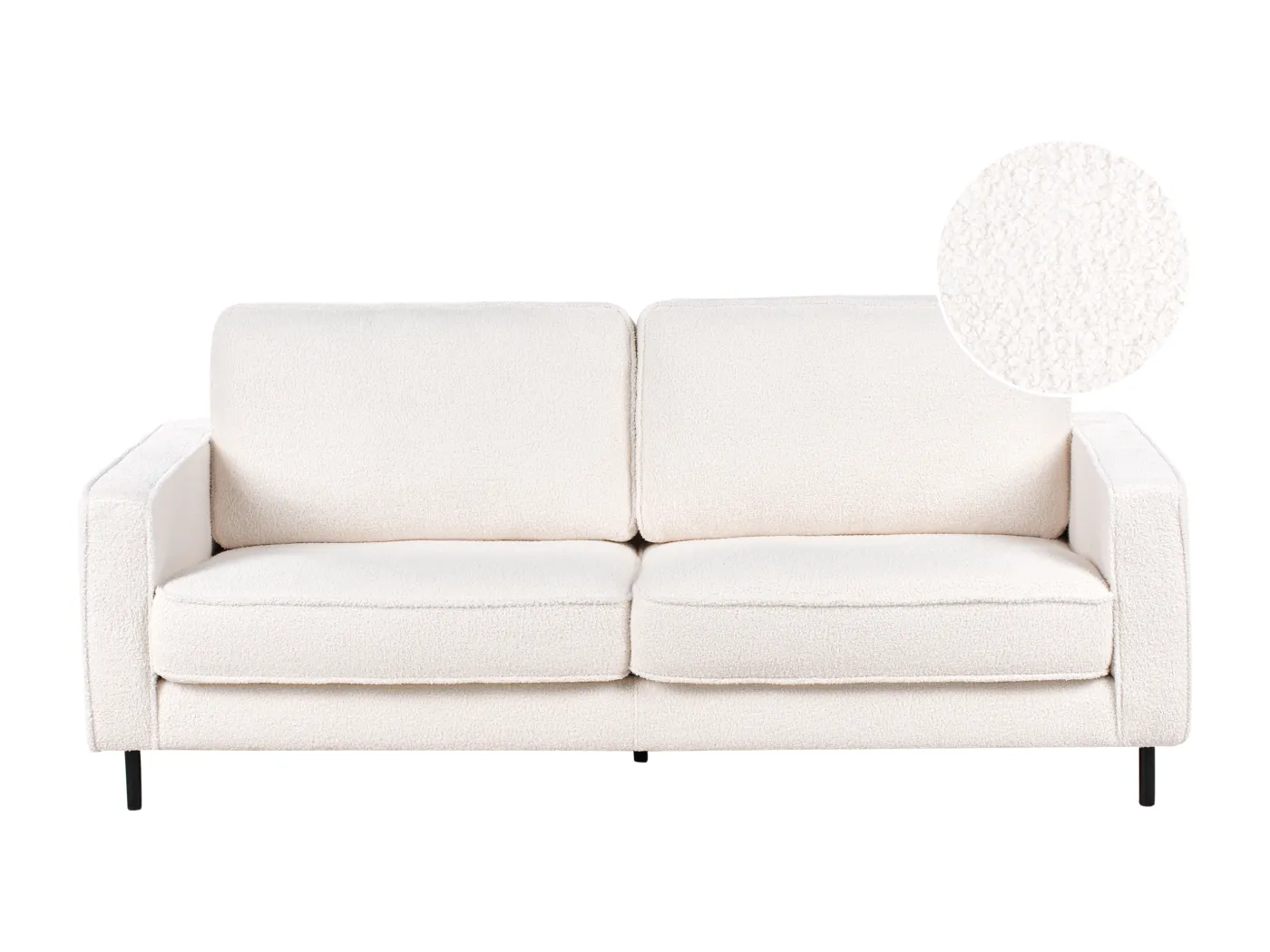 3-Sitzer Sofa Bouclé weiß mit Armlehnen Sitzkissen Metallbeine klassisch Savalen