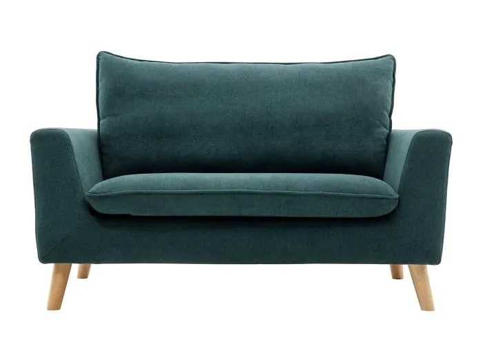 Skandinavisches Sofa 2-Sitzer mit Samteffekt in Blaugrün JONAS