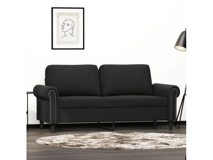 2-Sitzer-Sofa Schwarz 140 cm Samt