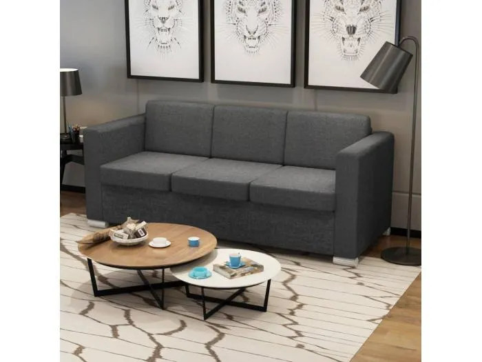 3-Sitzer Sofa Stoff Dunkelgrau