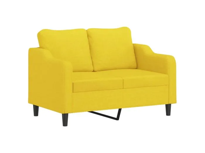 2-Sitzer-Sofa mit Zierkissen Hellgelb 120 cm Stoff