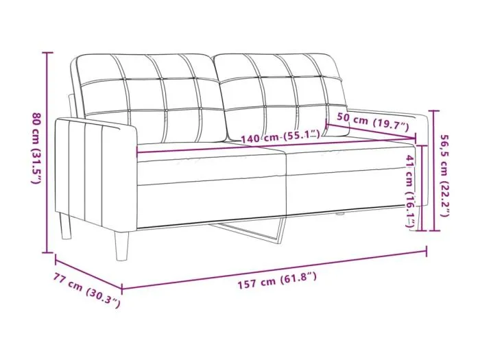 2-Sitzer-Sofa Rosa 140 cm Samt