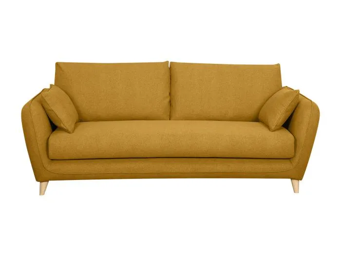 Skandinavische Schlafcouch kumingelb mit Matratze Dicke 10 cm 3-Sitzer CREEP