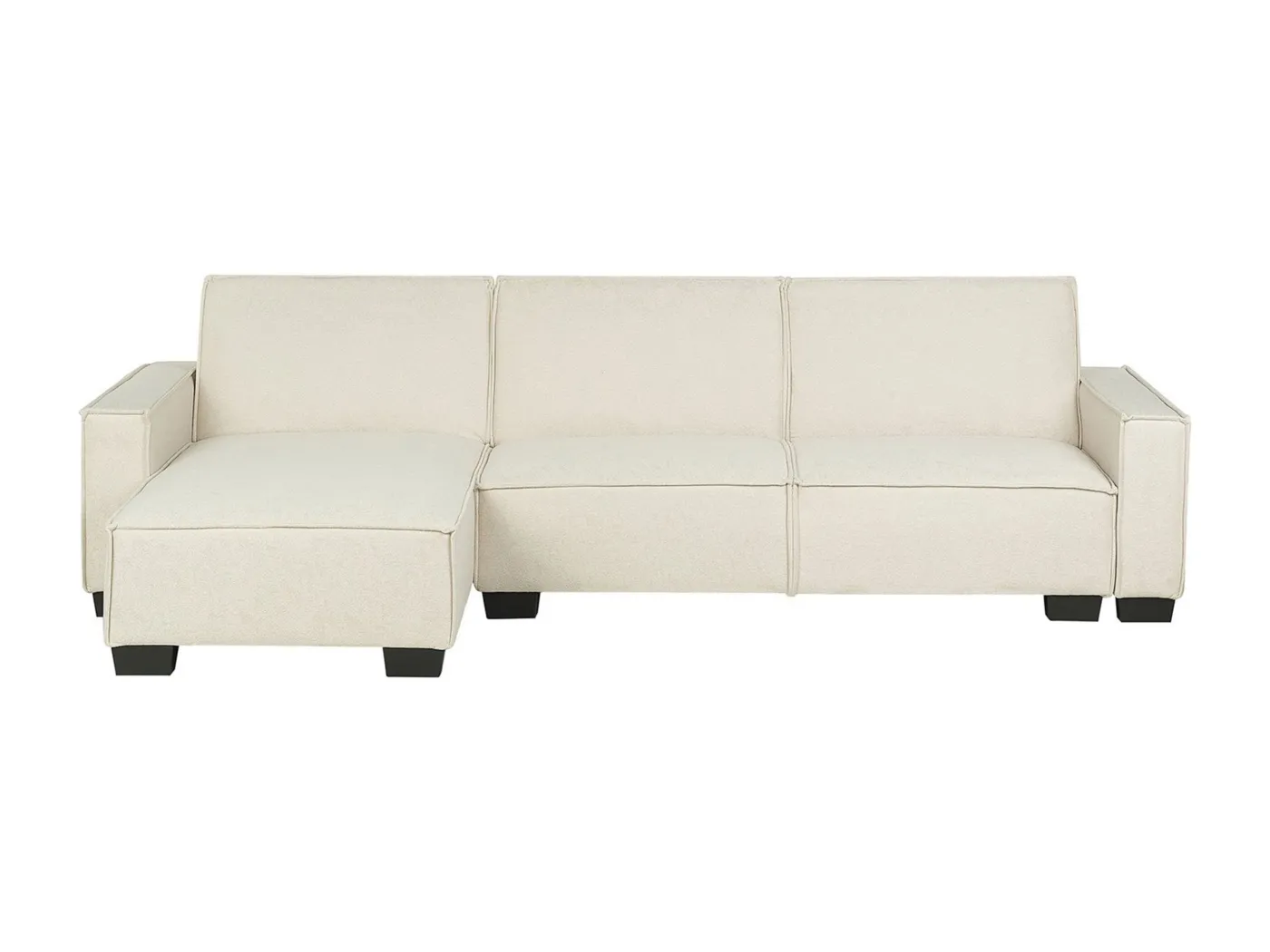 3-Sitzer Ecksofa rechts L-förmig Stoff hellbeige mit Schlaffunktion Romedal