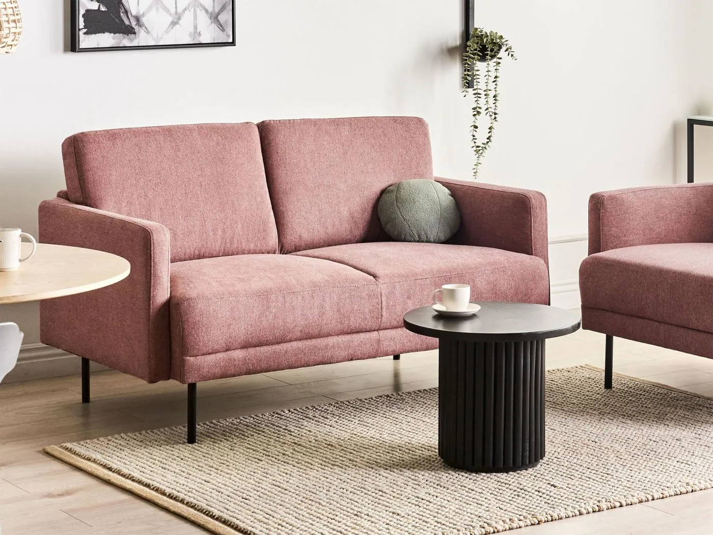 Sofa BREDA Stoff Rosa 2-Sitzer