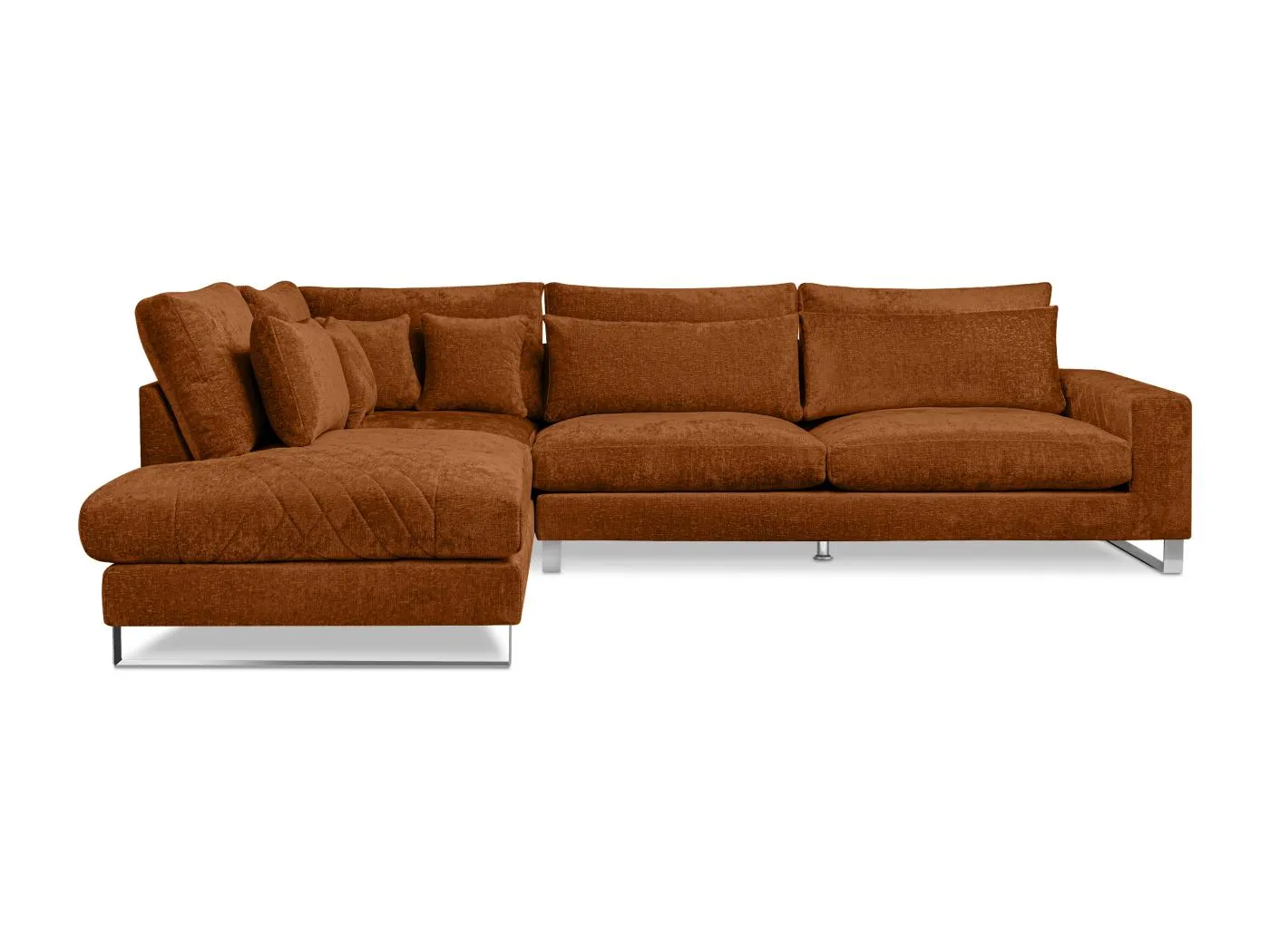 Gemütliches Ecksofa 4/5 Sitzer rechts mit Chenillebezug - creme - BRENTIS