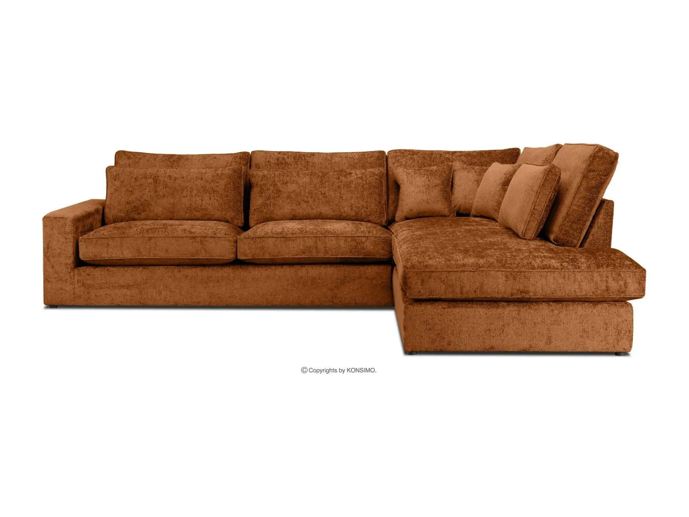 Gemütliches Ecksofa 4/5 Sitzer links mit Chenillebezug - orange - IMPERA