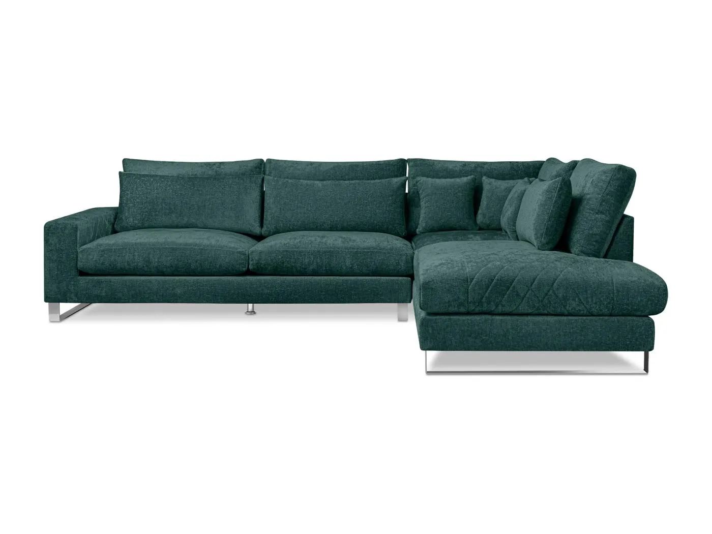 Gemütliches Ecksofa 4/5 Sitzer rechts mit Chenillebezug - blau - BRENTIS