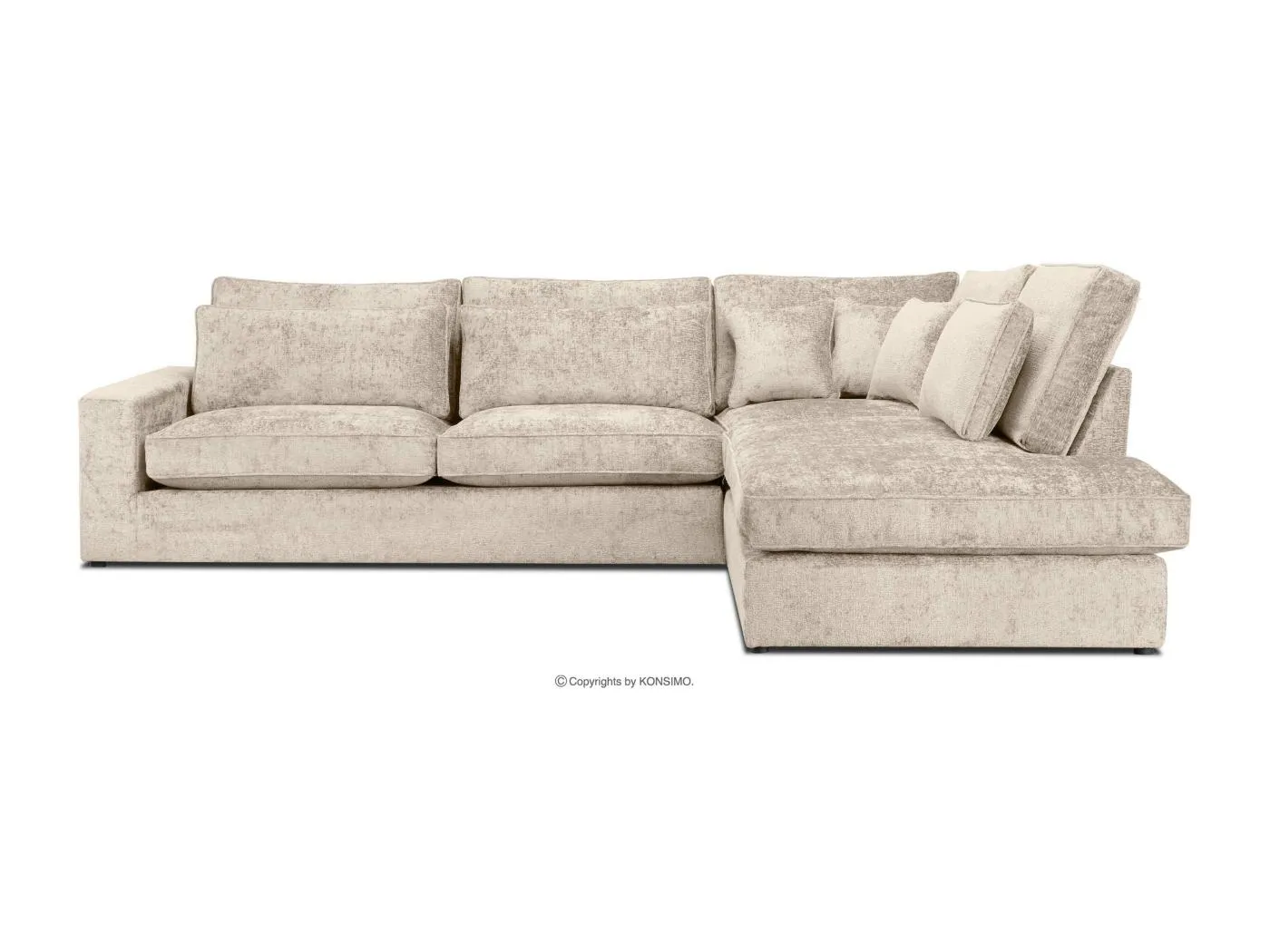 Gemütliches Ecksofa 4/5 Sitzer links mit Chenillebezug - creme - IMPERA