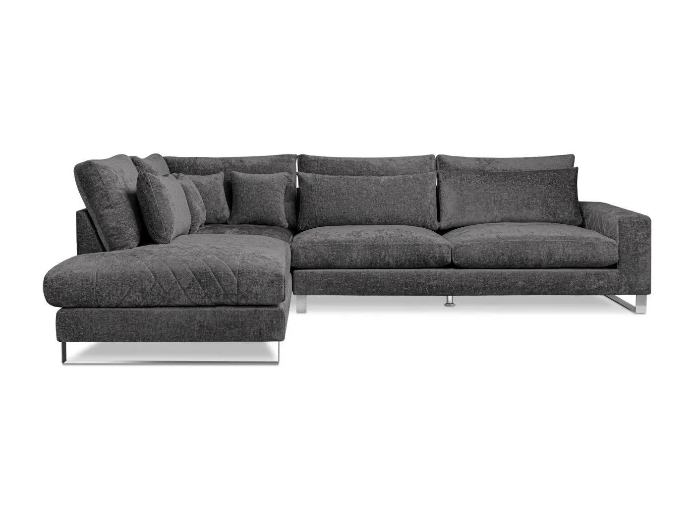 Gemütliches Ecksofa 4/5 Sitzer links mit Chenillebezug - grau - BRENTIS