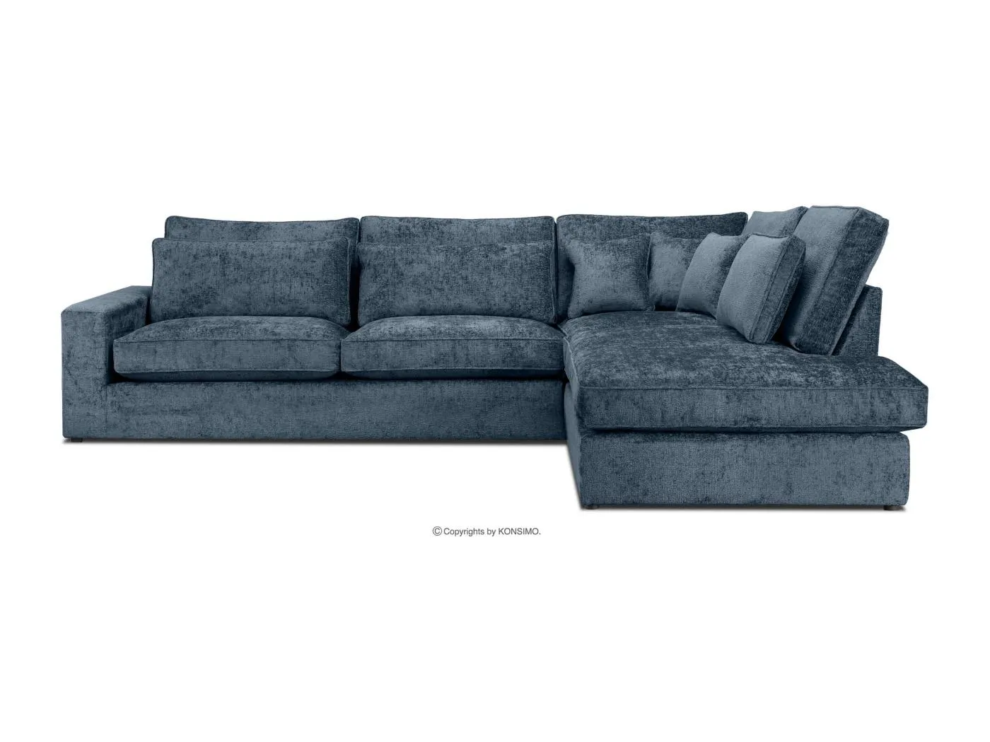 Gemütliches Ecksofa 4/5 Sitzer links mit Chenillebezug - marine - IMPERA