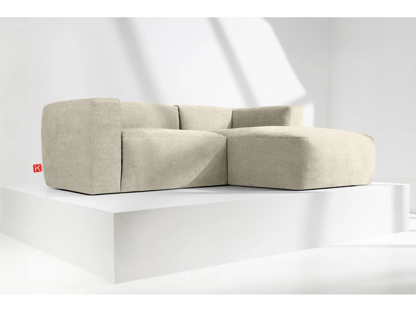 Ecksofa Rechts 3/4 Sitzer mit extrem weicher und bequemer Sitz - ecru - BUFFO