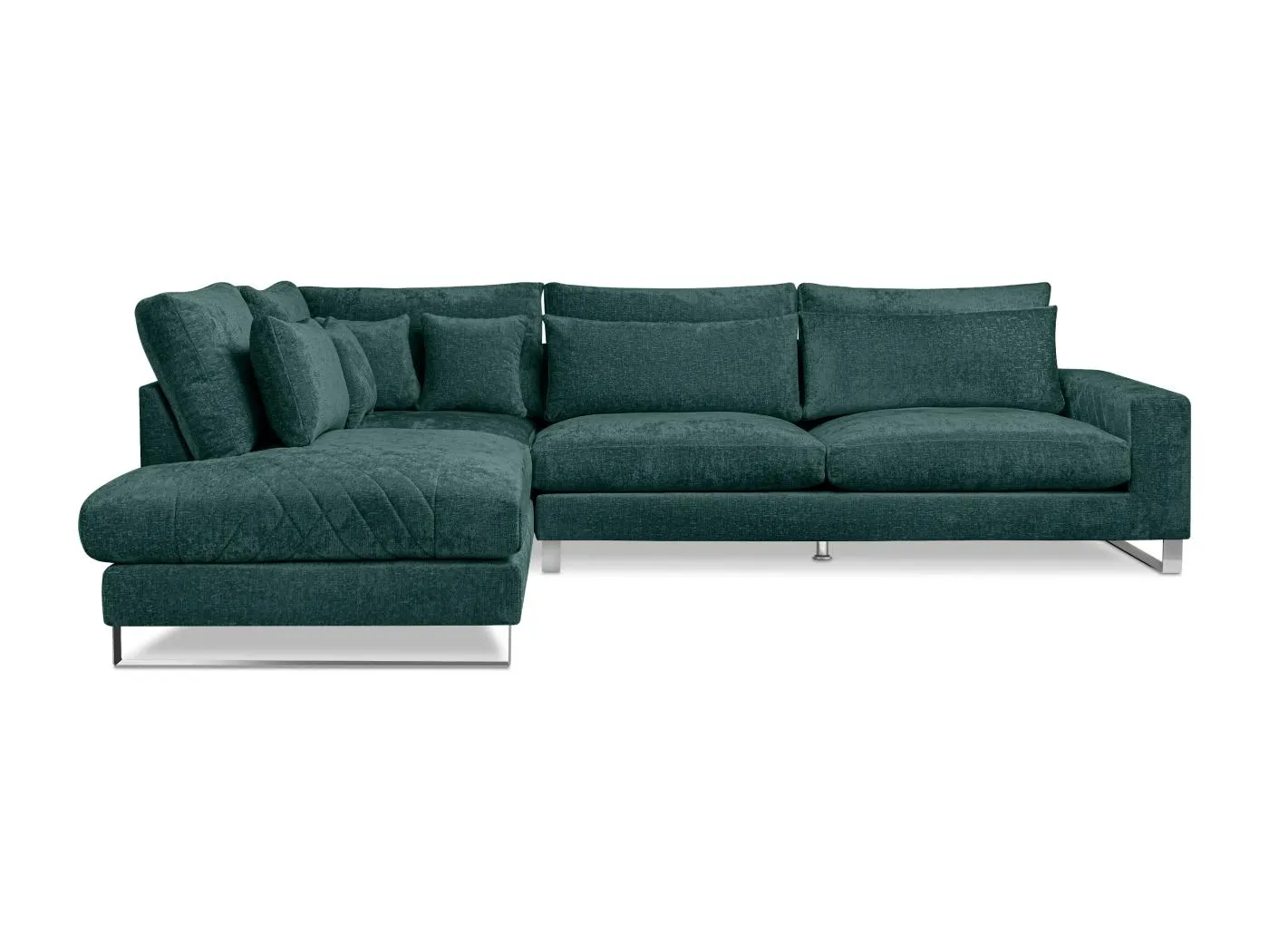 Gemütliches Ecksofa 4/5 Sitzer links mit Chenillebezug - blau - BRENTIS