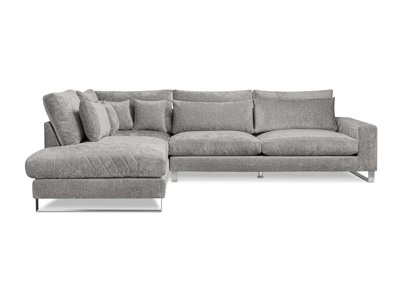 Gemütliches Ecksofa 4/5 Sitzer links mit Chenillebezug - hellgrau - BRENTIS